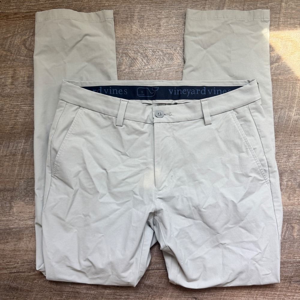 Vineyard Vines Mens Performance On-The-Go Chino Pants Gray 31x29 Stretch Golf